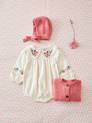 Cross-Stitch Baby Romper, Ecru