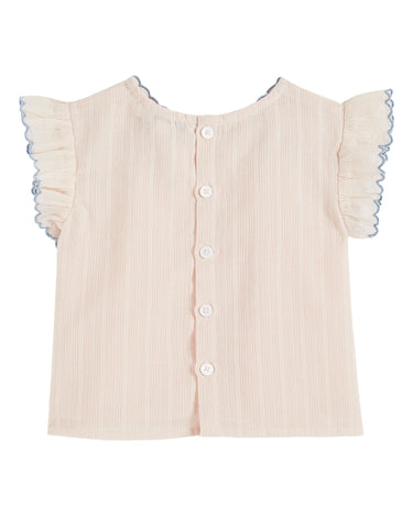 Embroidered Baby Blouse with Hand-smocking, Pastel