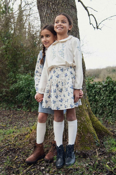 Sophie Corduroy Skirt, Blue Floral
