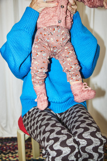 Hand-knit Baby Classic Booties, Prairie Rose