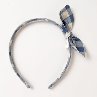 Side Bow Hairband, Linen Cornflower Blue