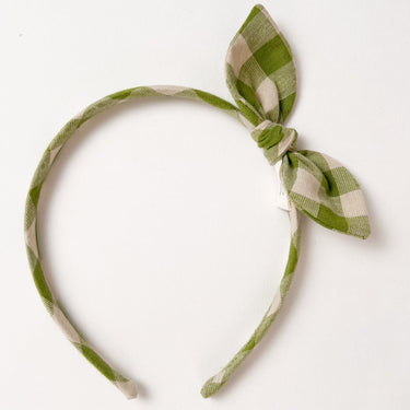 Side Bow Hairband, Linen Moss Green